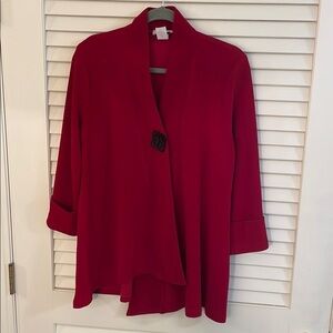 Cover Charge Deep Red Single Square Funky Button Blazer with Shawl Collar
